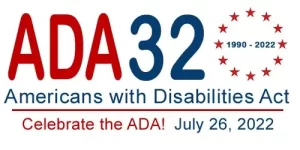 Logo for Americans with Disabilities Act 32nd anniversary.