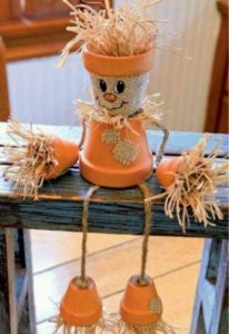 Scarecrow clay pot ornament