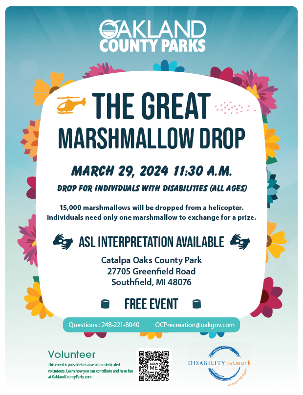 Flyer for Oakland County Parks 'The Great Marshmallow Drop"